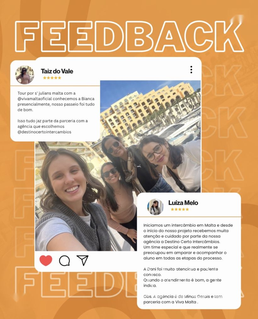 Feedback de Taiz do Vale e Luíza Melo sobre o intercâmbio em Malta