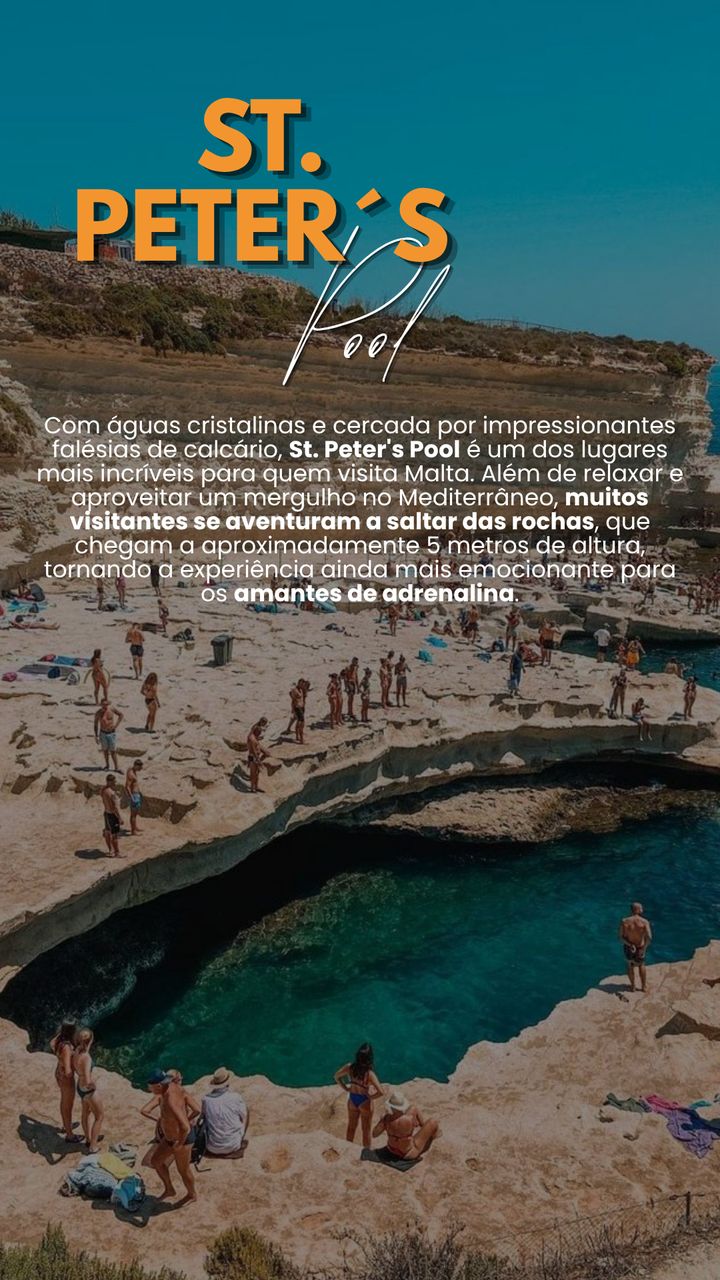 St. Peter's Pool: águas cristalinas cercadas por falésias de calcário, no Mediterrâneo